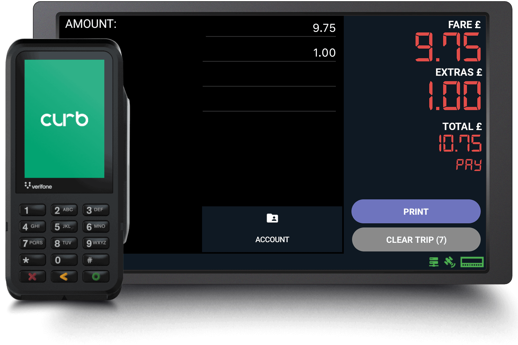 Image mockup of Curb VTS payment devices.