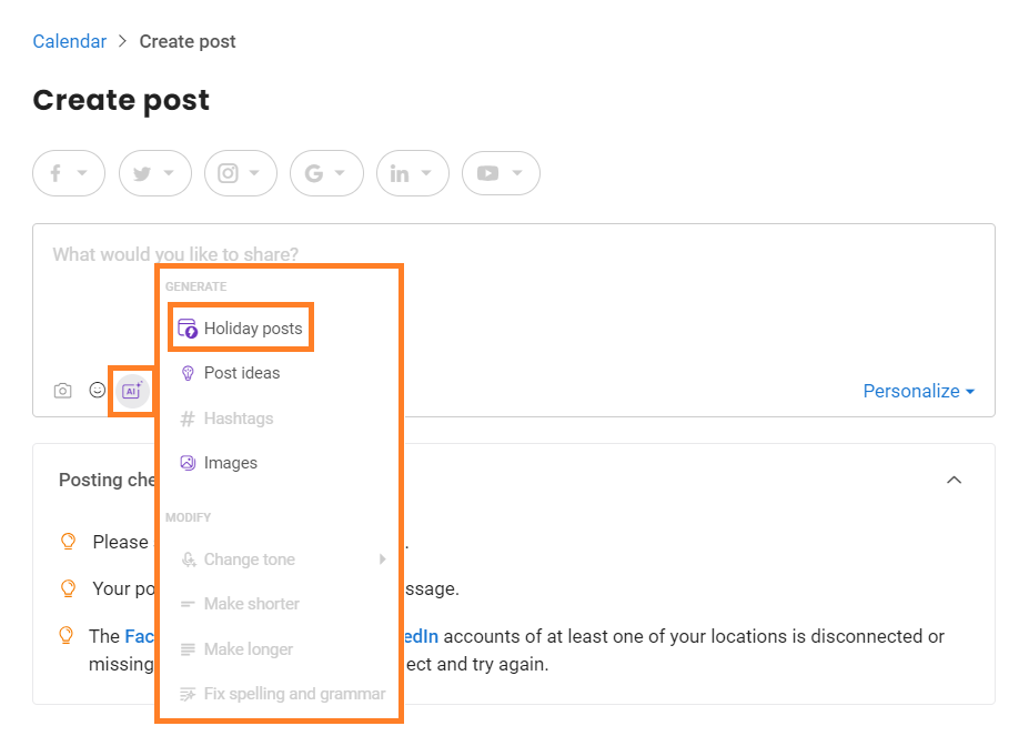 Birdeye social media and surveys interface for customer engagement.