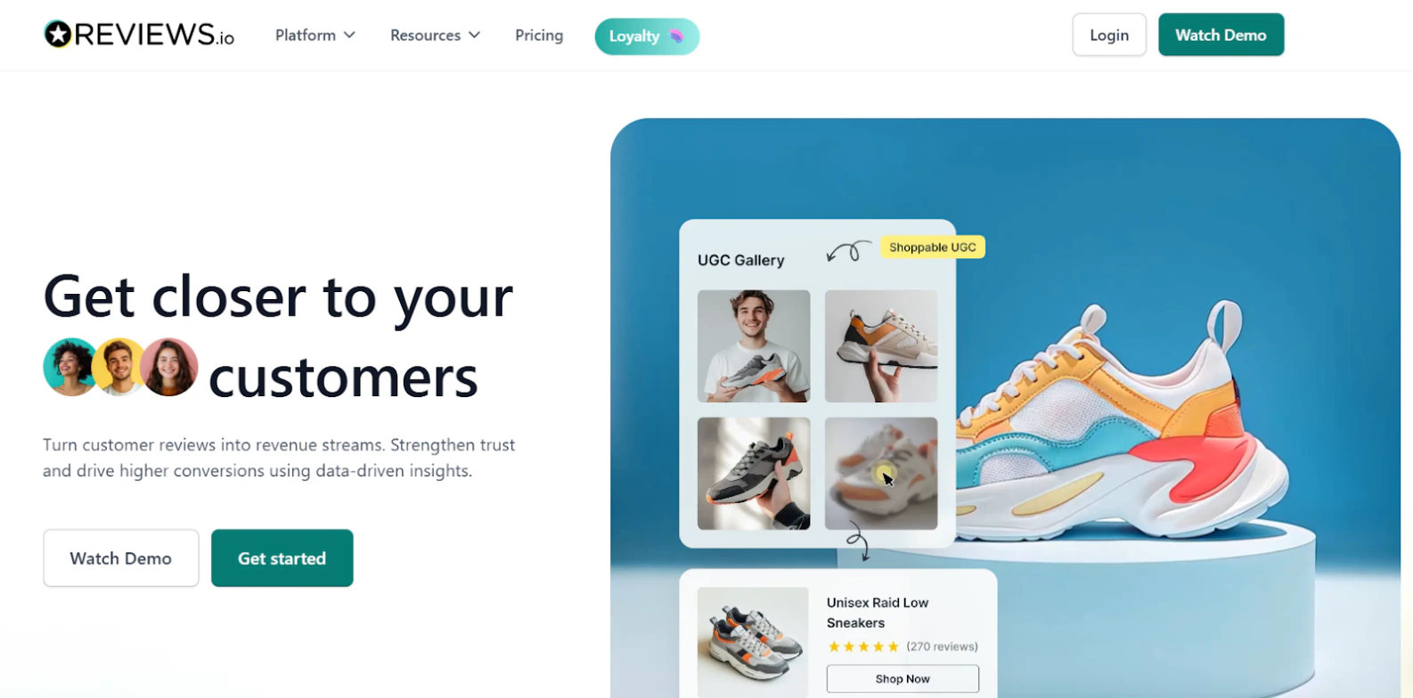 REVIEWS.io homepage promoting customer reviews and user-generated content