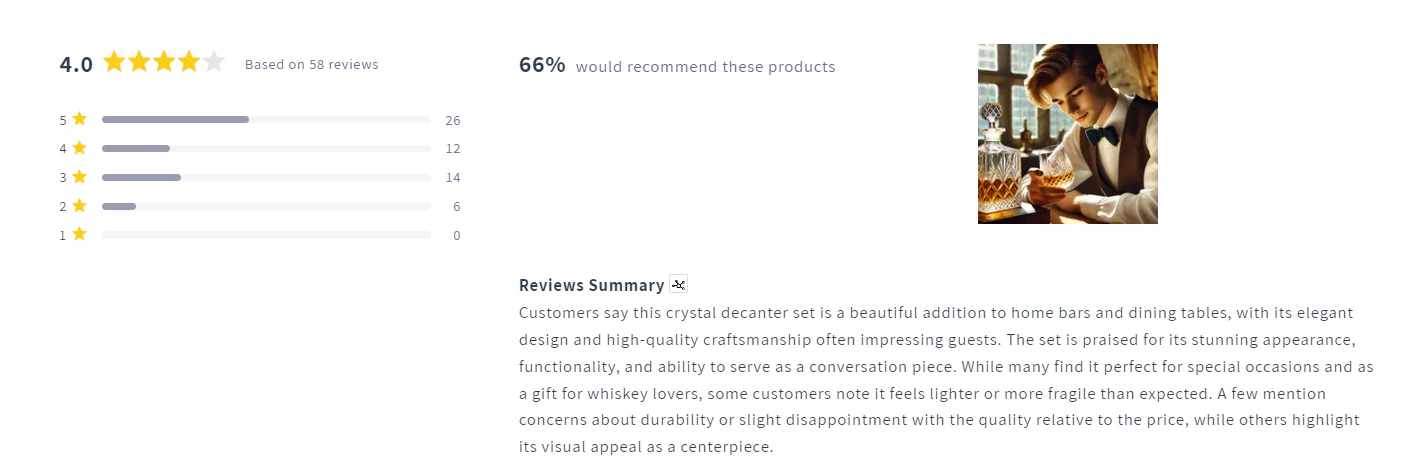 Okendo product review summary with rating distribution and customer review