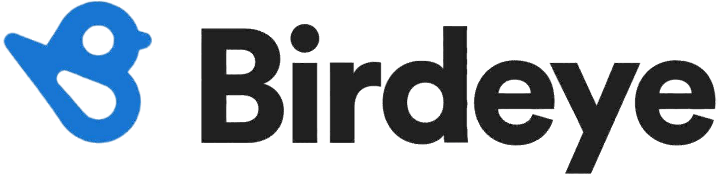 Birdeye logo with a blue bird-shaped icon and black wordmark.