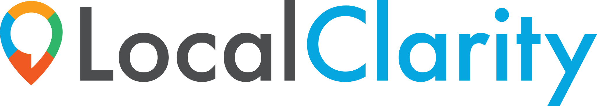 LocalClarity logo with a multicolored map pin and gray-and-blue wordmark.