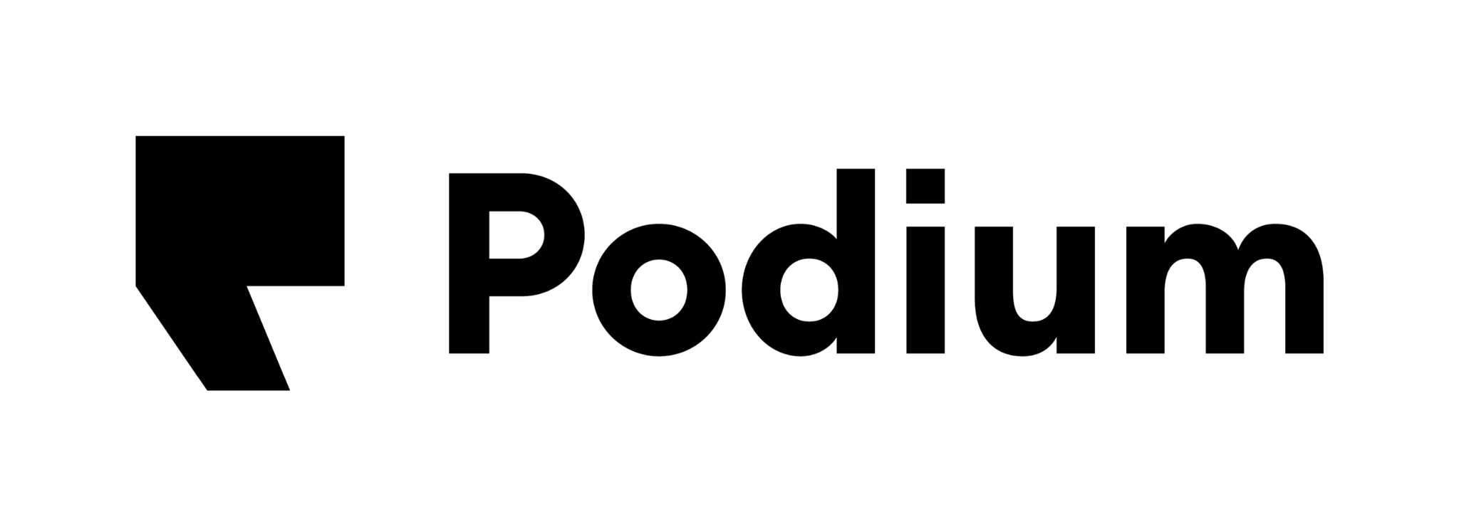 Podium black geometric icon and wordmark