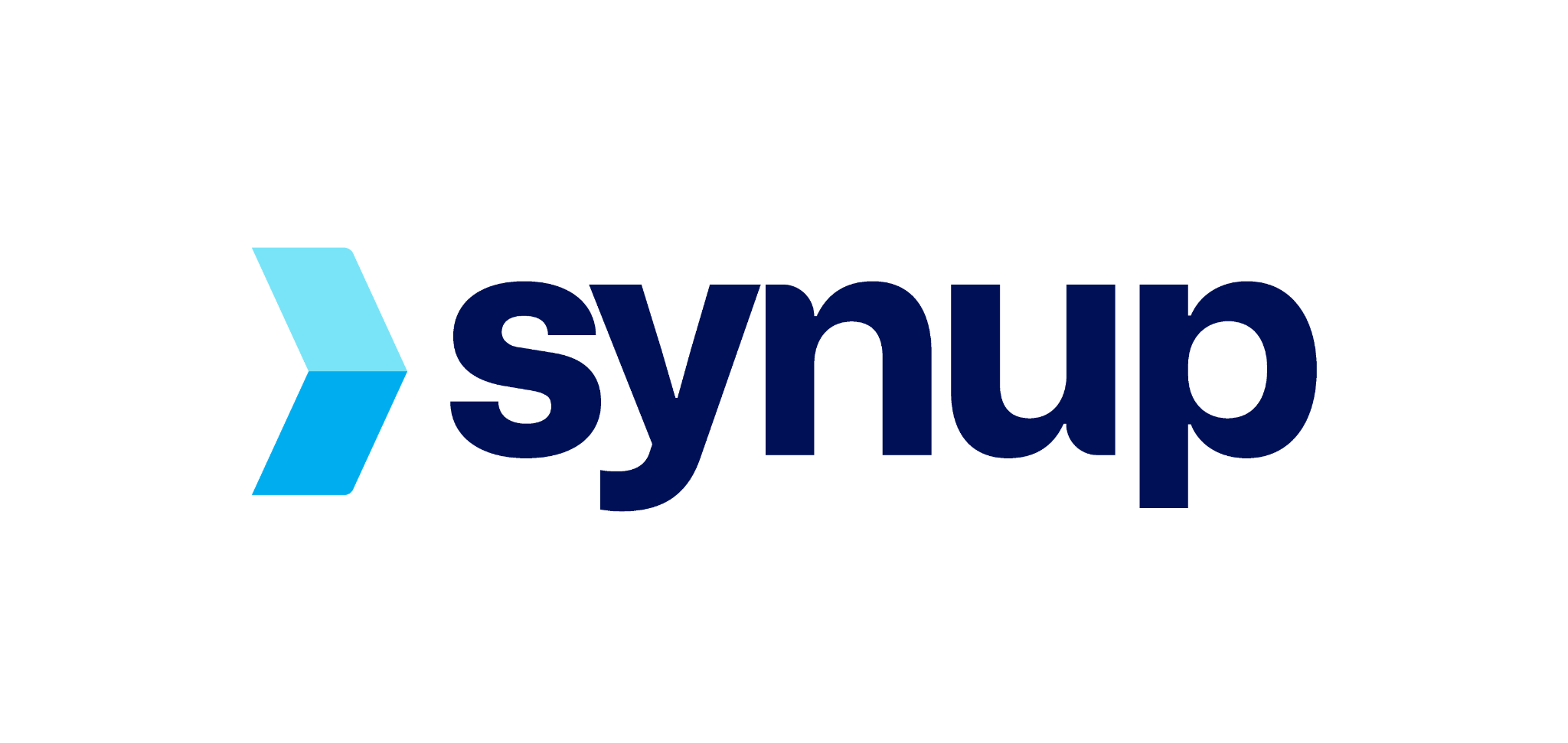 Synup cyan arrow icon and navy wordmark
