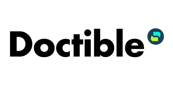 Doctible logo in black with a green and blue circular symbol