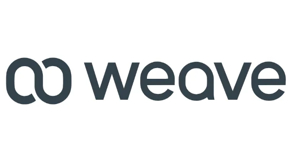 Weave logo with a linked-loop symbol and dark gray wordmark