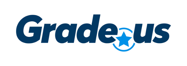 Grade.us logo in blue with a star inside a circular arrow