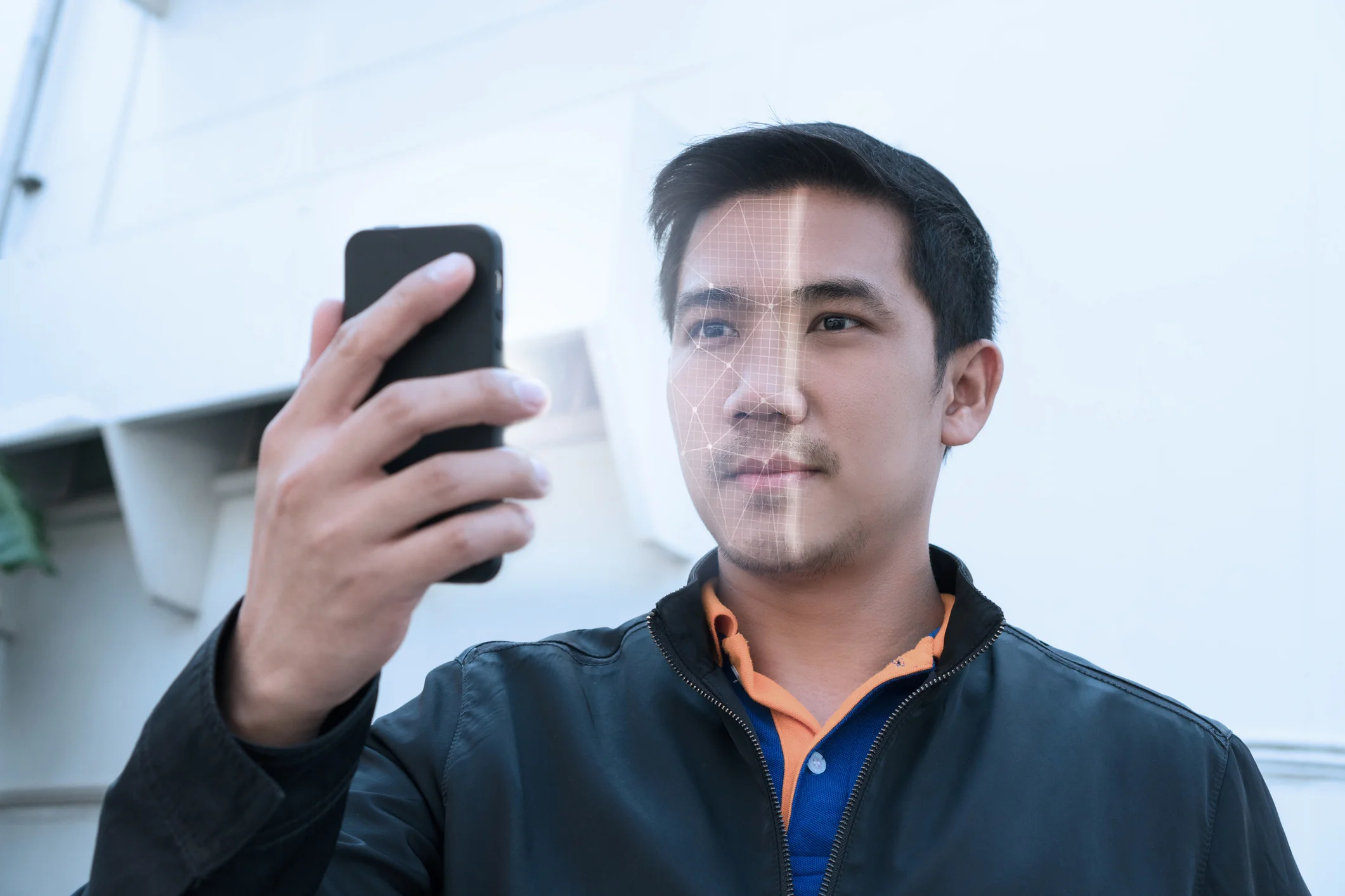 a man scanning his face