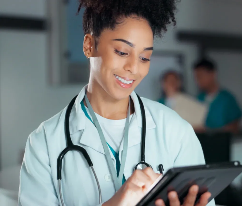Doctor checking the report