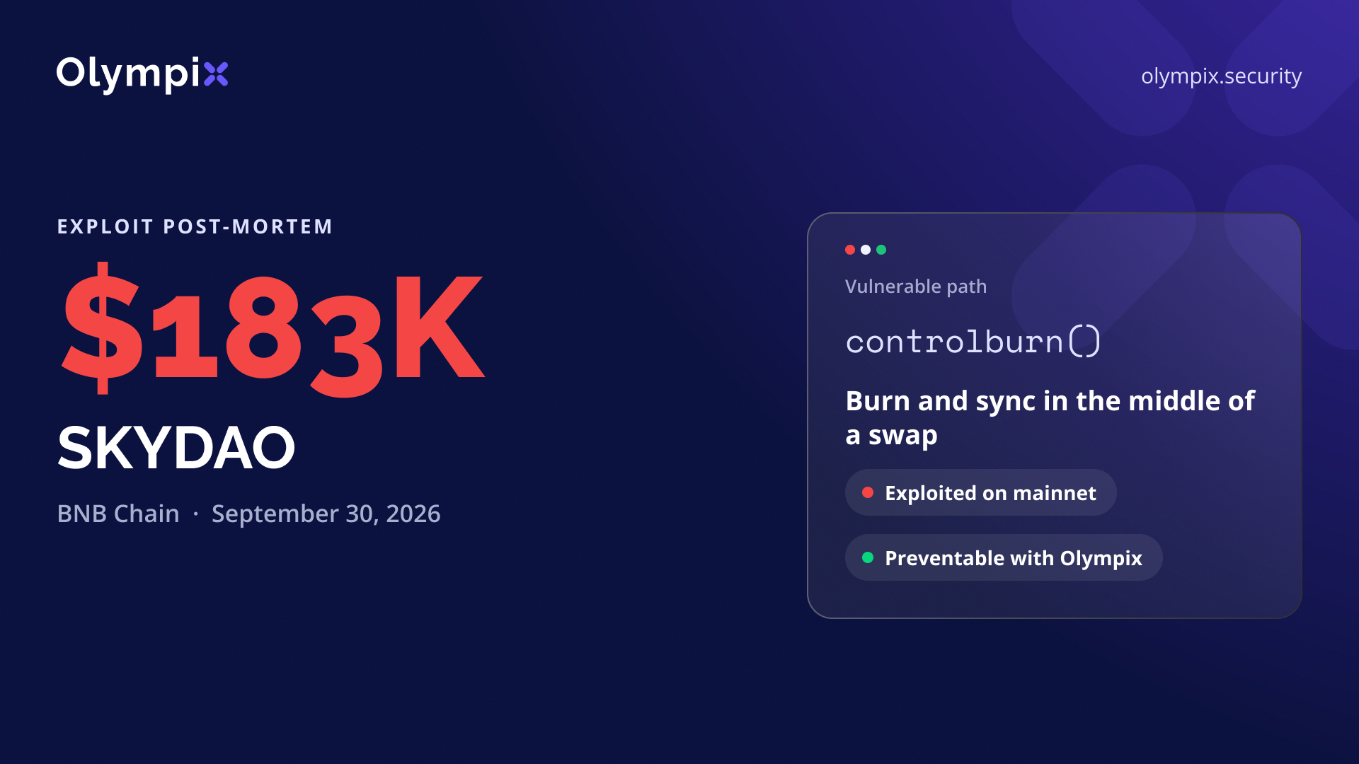 Cover image for "SKYDAO's $183K Loss and How Olympix Would Have Prevented It"