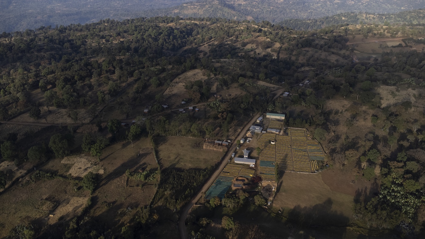 Ethiopian Coffee Washing Station from above