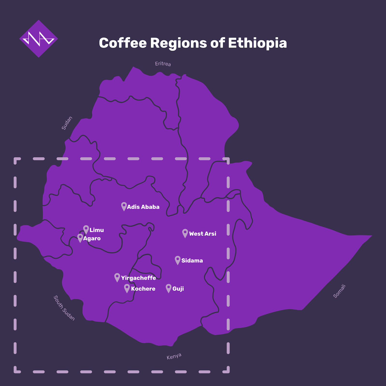 Map of Coffee Regions Nordic Approach is Sourcing Specialty Coffee from
