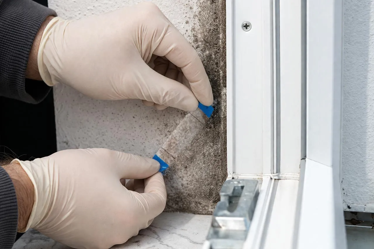 Schimmelgutachter bei Probeentnahme von Schimmel in Stuttgart und Umgebung