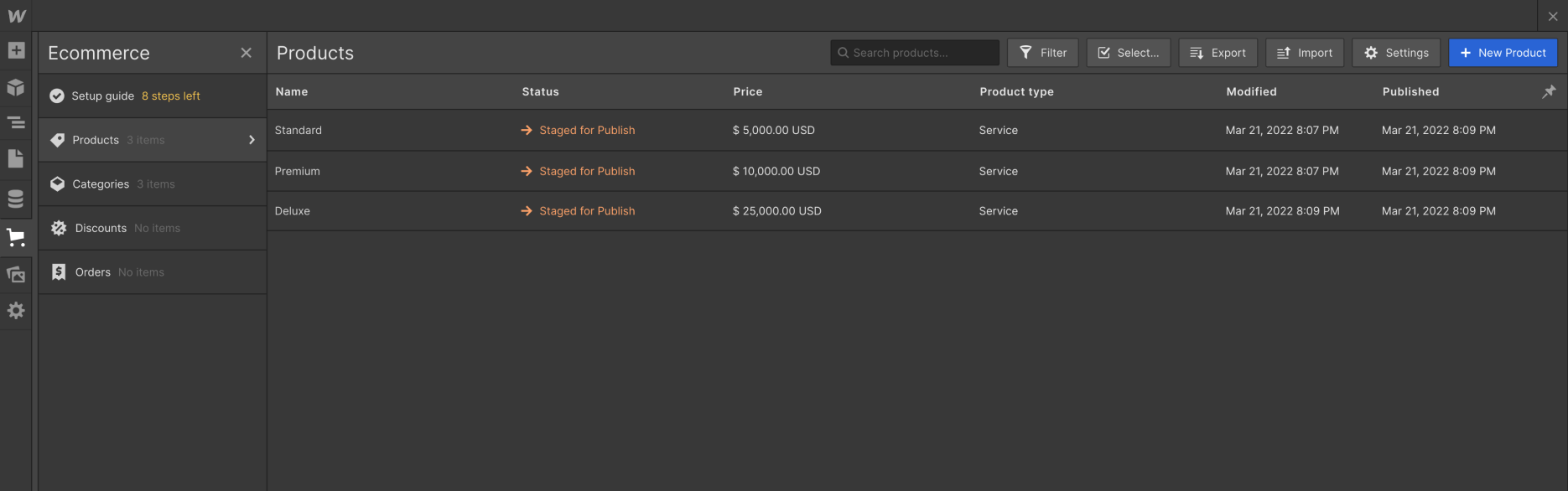 eCommerce Collection - Dev X Webflow Template