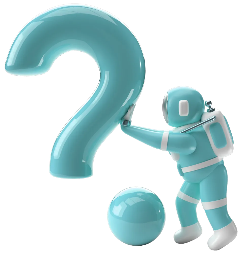 SimpleLab astronaut with a question mark.