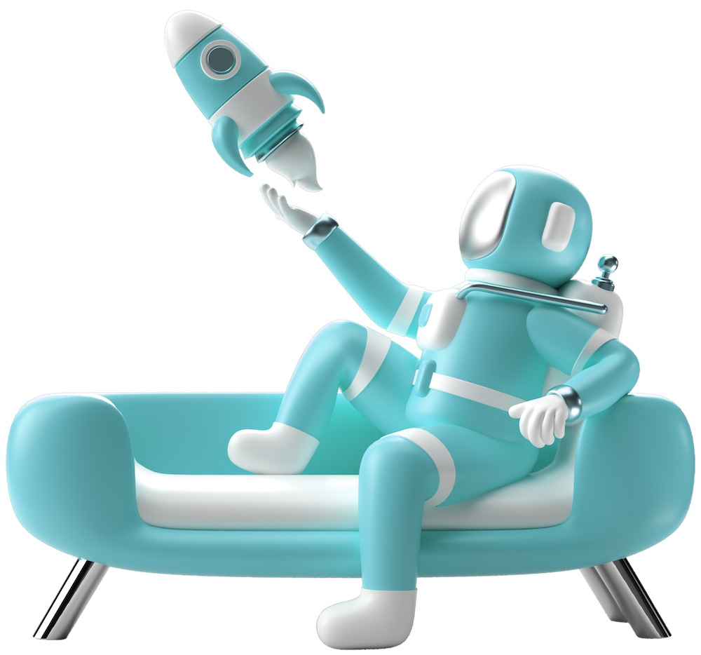 SimpleLab Digital - Astronaut on Couch with Rocket