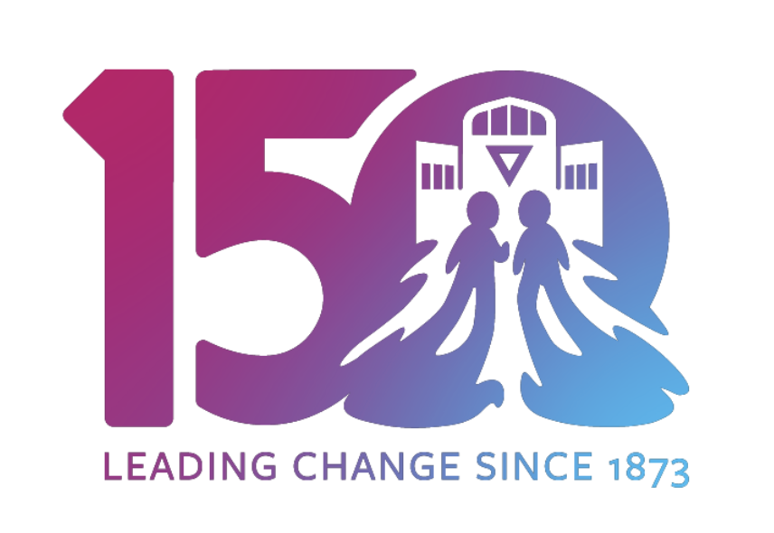 University YMCA 150th anniversary logo: Leading change since 1873