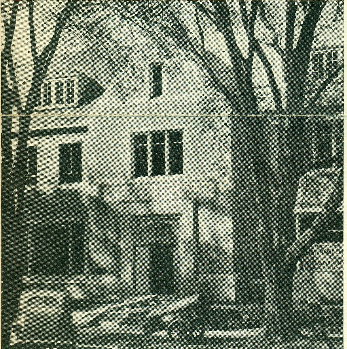 The new building under construction in the fall of 1937, with the opening for the cornerstone beside the door. From The Y's Indian, November 1937.