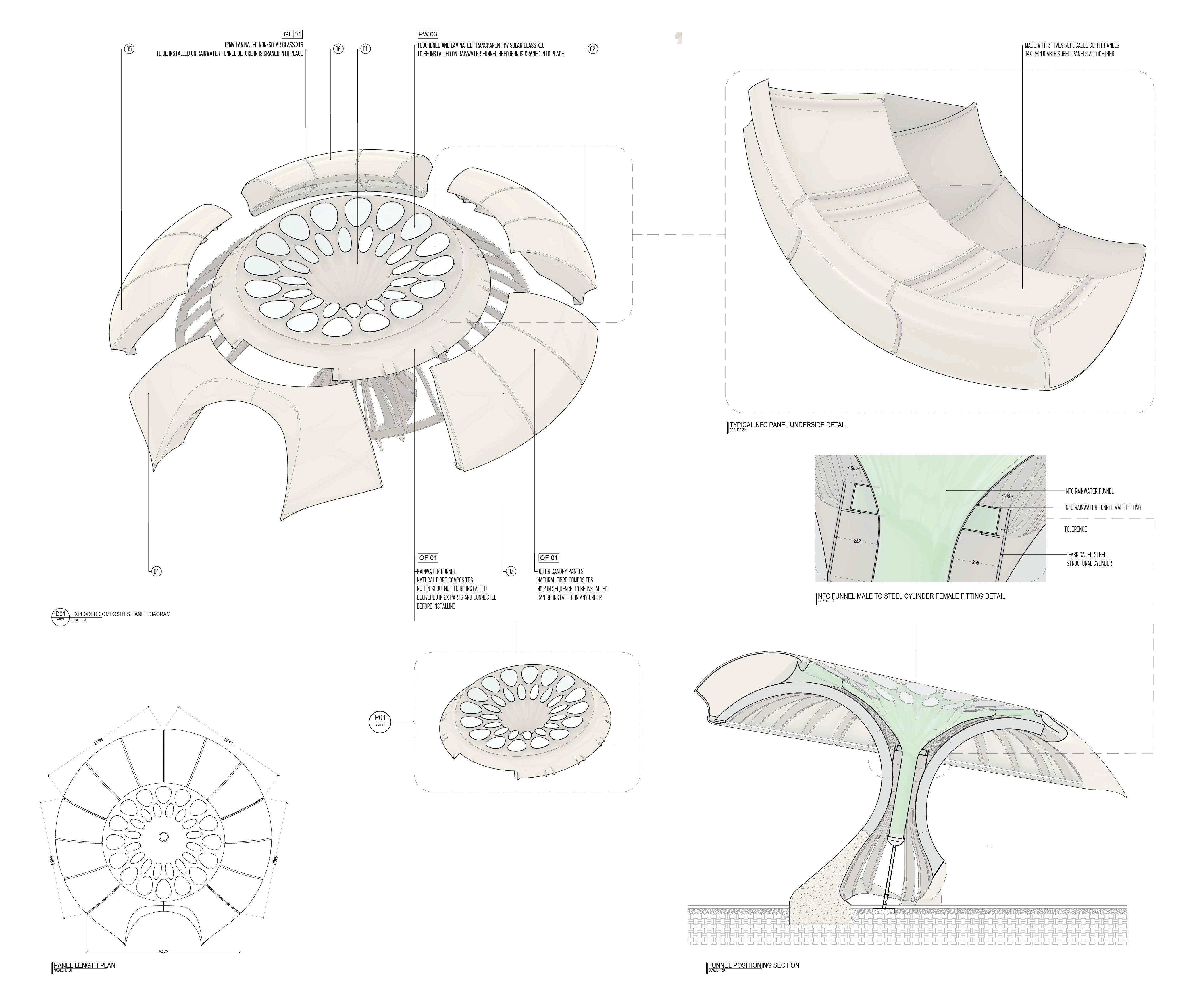 The Carbon Pavilion Exploded Axonometric