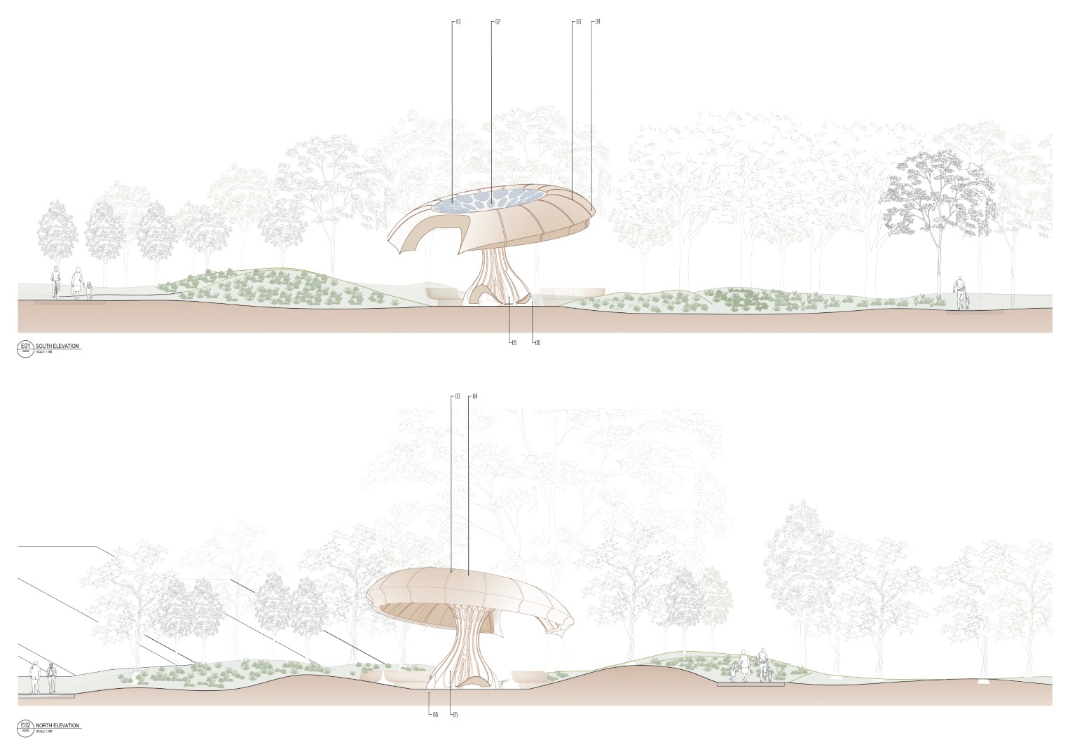 The Carbon Pavilion Long Elevations