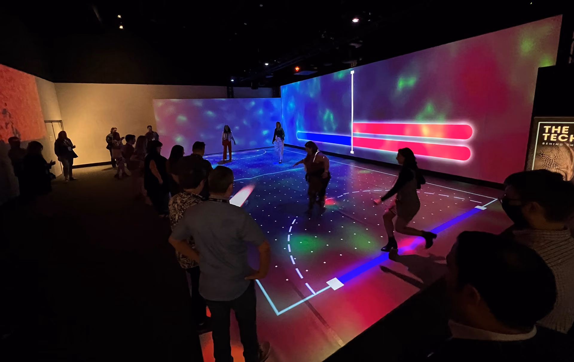 Light Hockey being played at the Boston Museum of Science installation