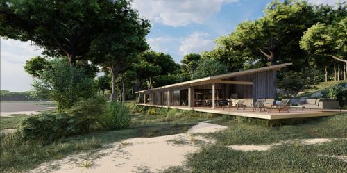 maison contemporaine en ossature bois, construction neuve à Biscarrosse lac