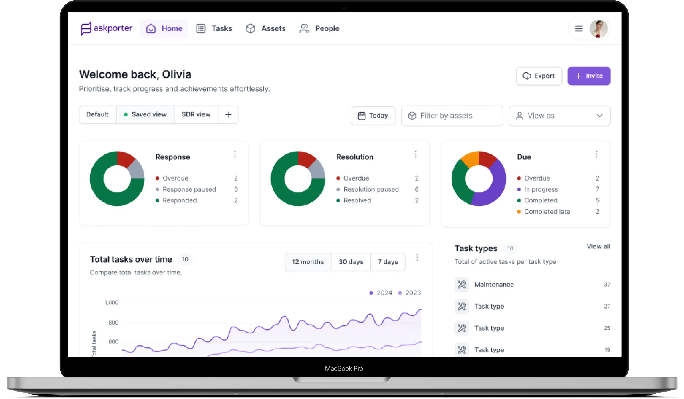 askporter's platform displayed on a macbook