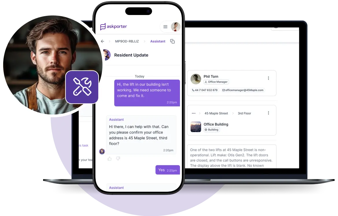 askporter's AI-powered platform module for repairs & maintenance