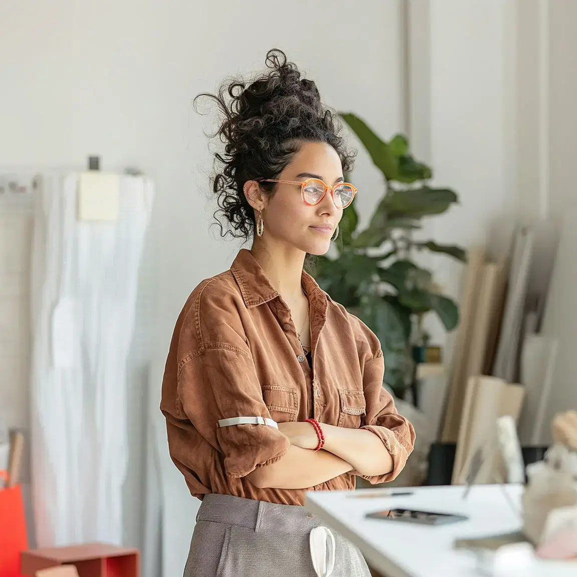 Facilities manager reviewing task reports in modern office