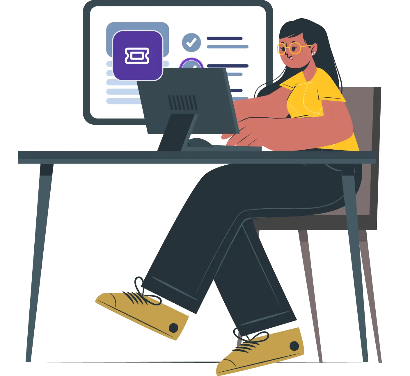 woman working on her computer