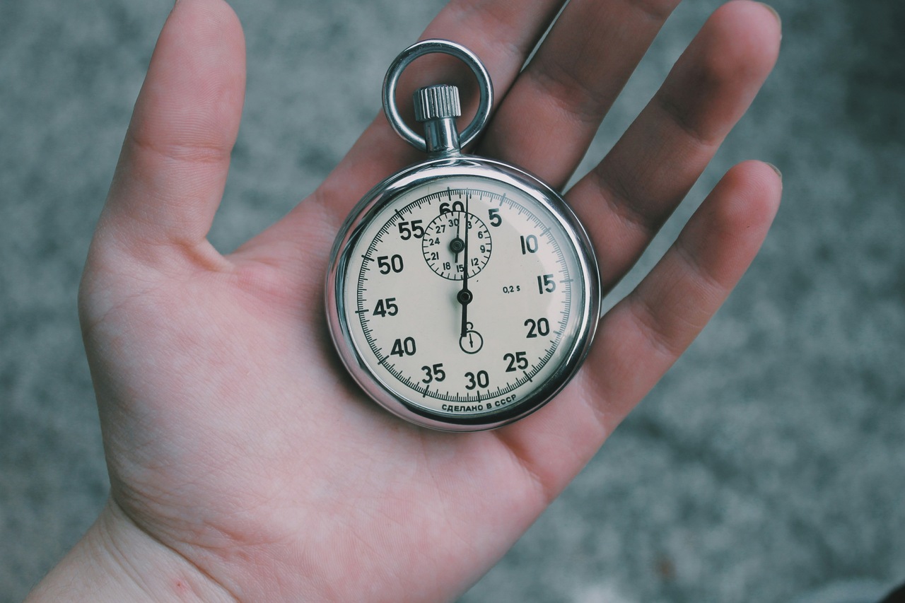 a hand holding the clock at the palm