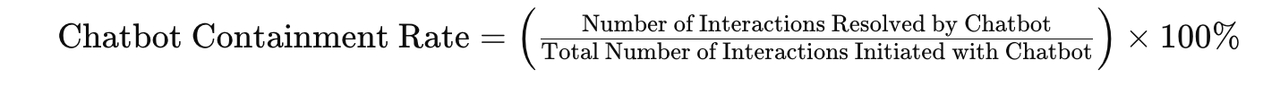 the formula of chatbot containment rate 