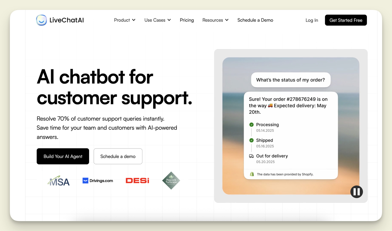 LiveChatAI Shopify Product Recommendation App – AI chatbot interface for customer support and real-time product suggestions integrated with Shopify.