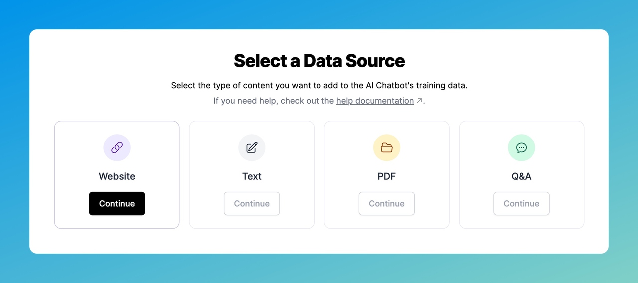 data source types for building your AI chatbot on LiveChatAI