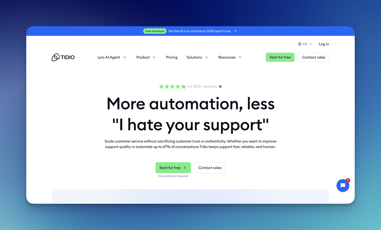 Tidio live chat and AI chatbot platform for ecommerce and small businesses