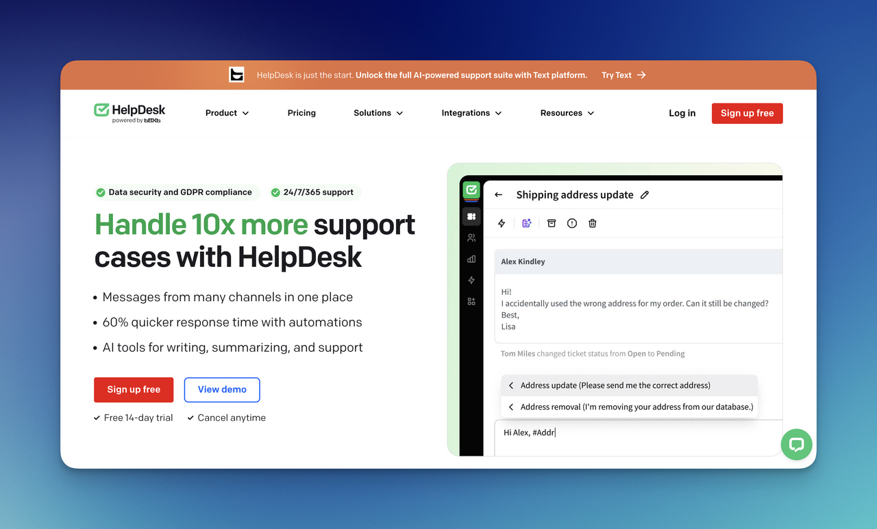 HelpDesk ticketing software for simple customer support and team collaboration