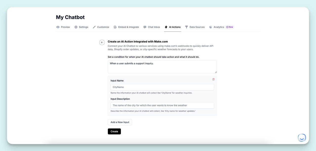 Add clear descriptions for each input field