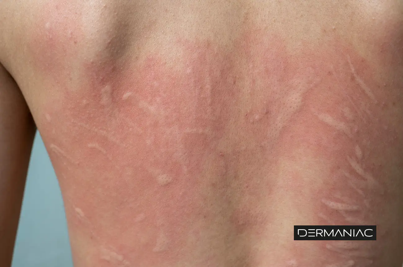 Paciente con urticaria crónica en espalda