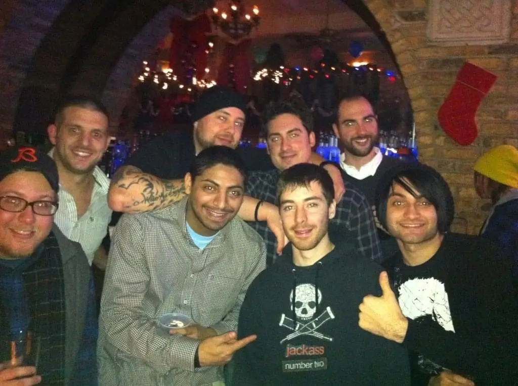 A group including Sean and his co-workers from his early days at Iron Galaxy