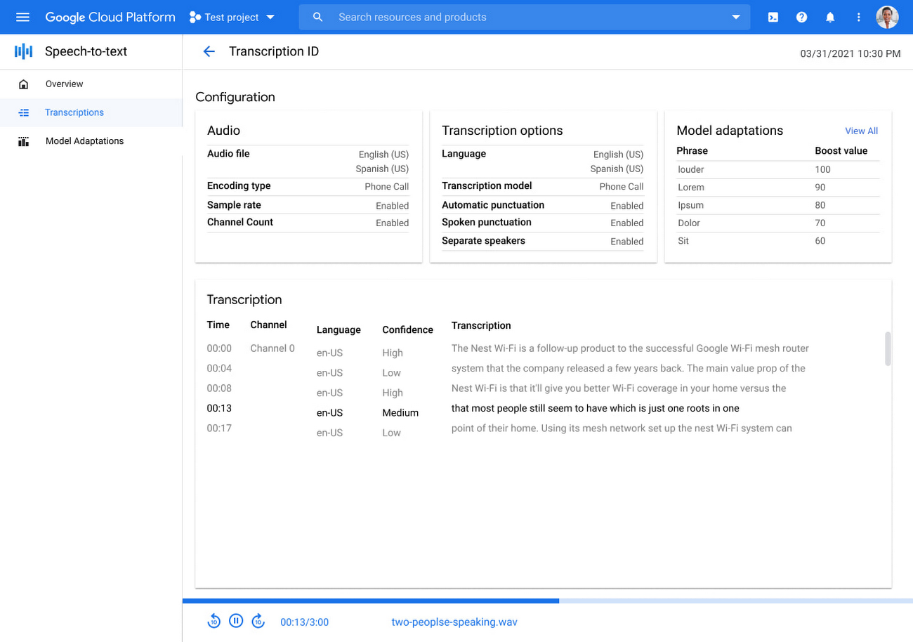 Google Cloud's new visual interface for Speech-to-Text API | Google Cloud  Blog