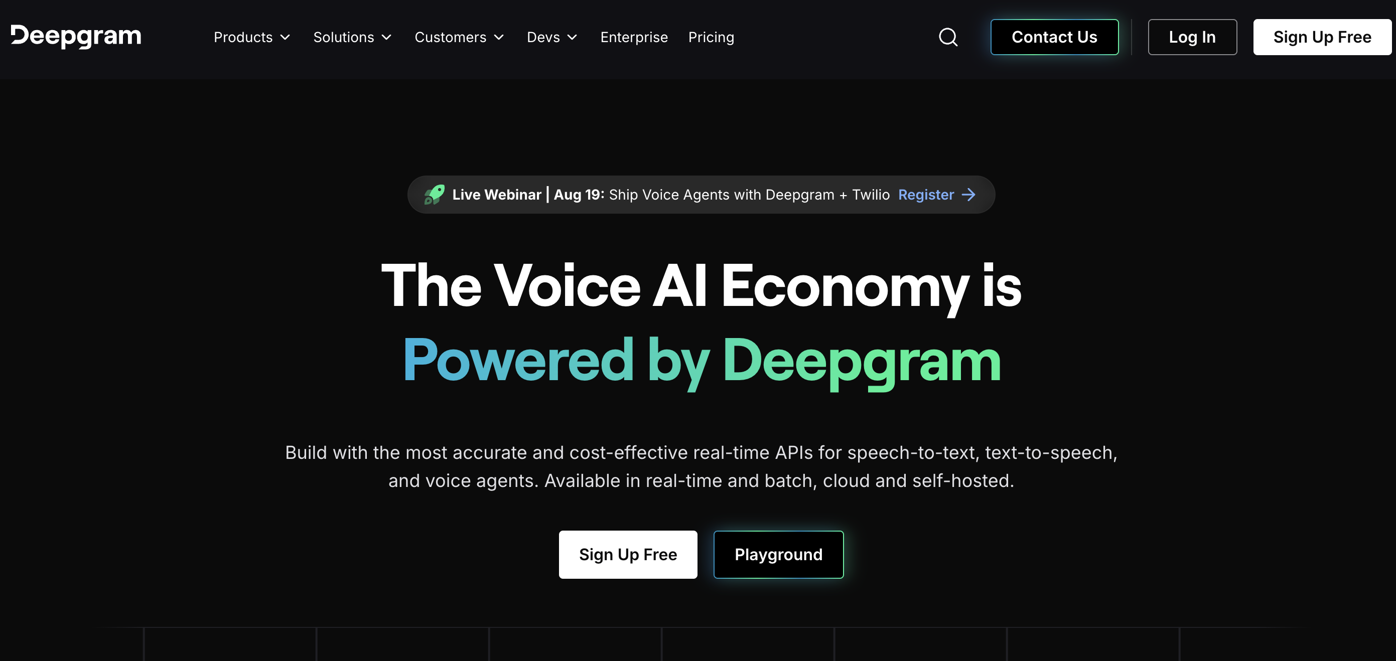 Deepgram homepage