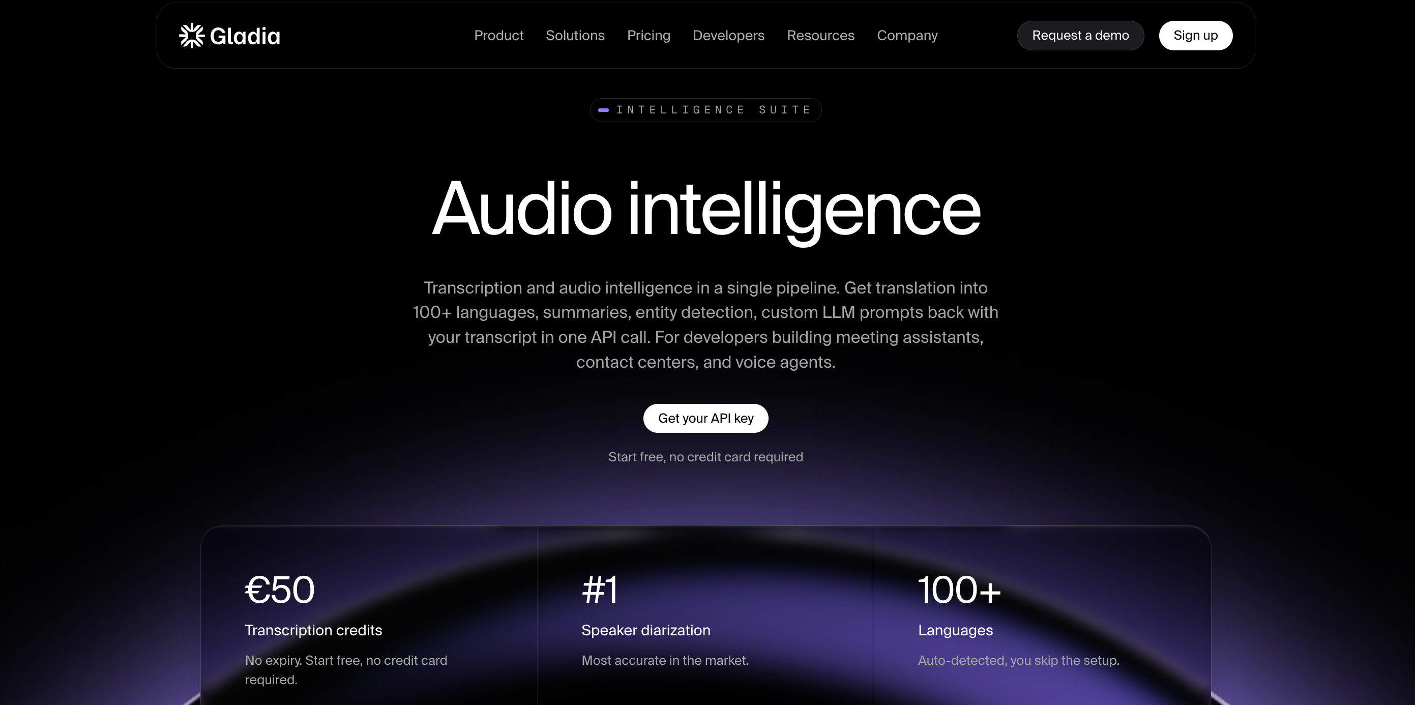 audio intelligence page Gladia
