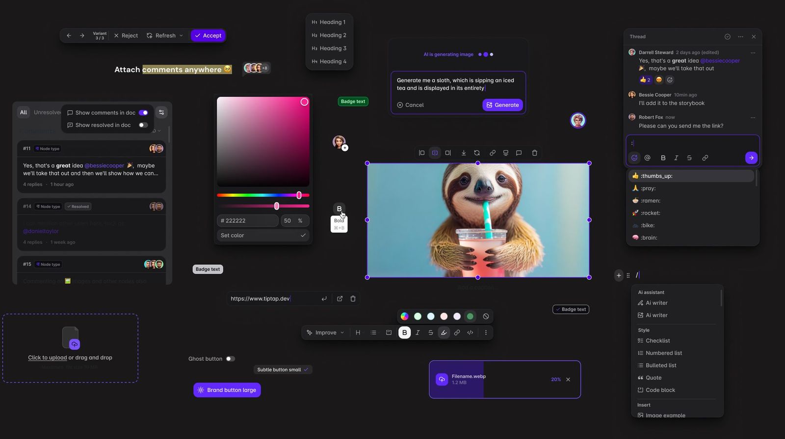 Tiptap UI Components & Templates