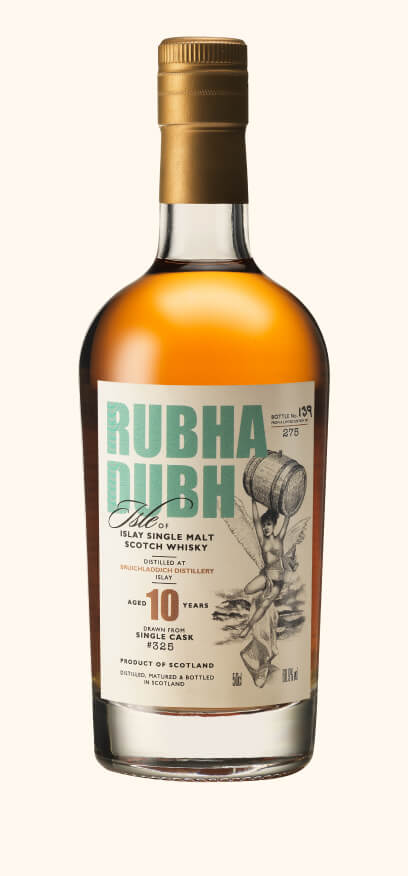 A photo of the Rubha Dubh whisky bottle.