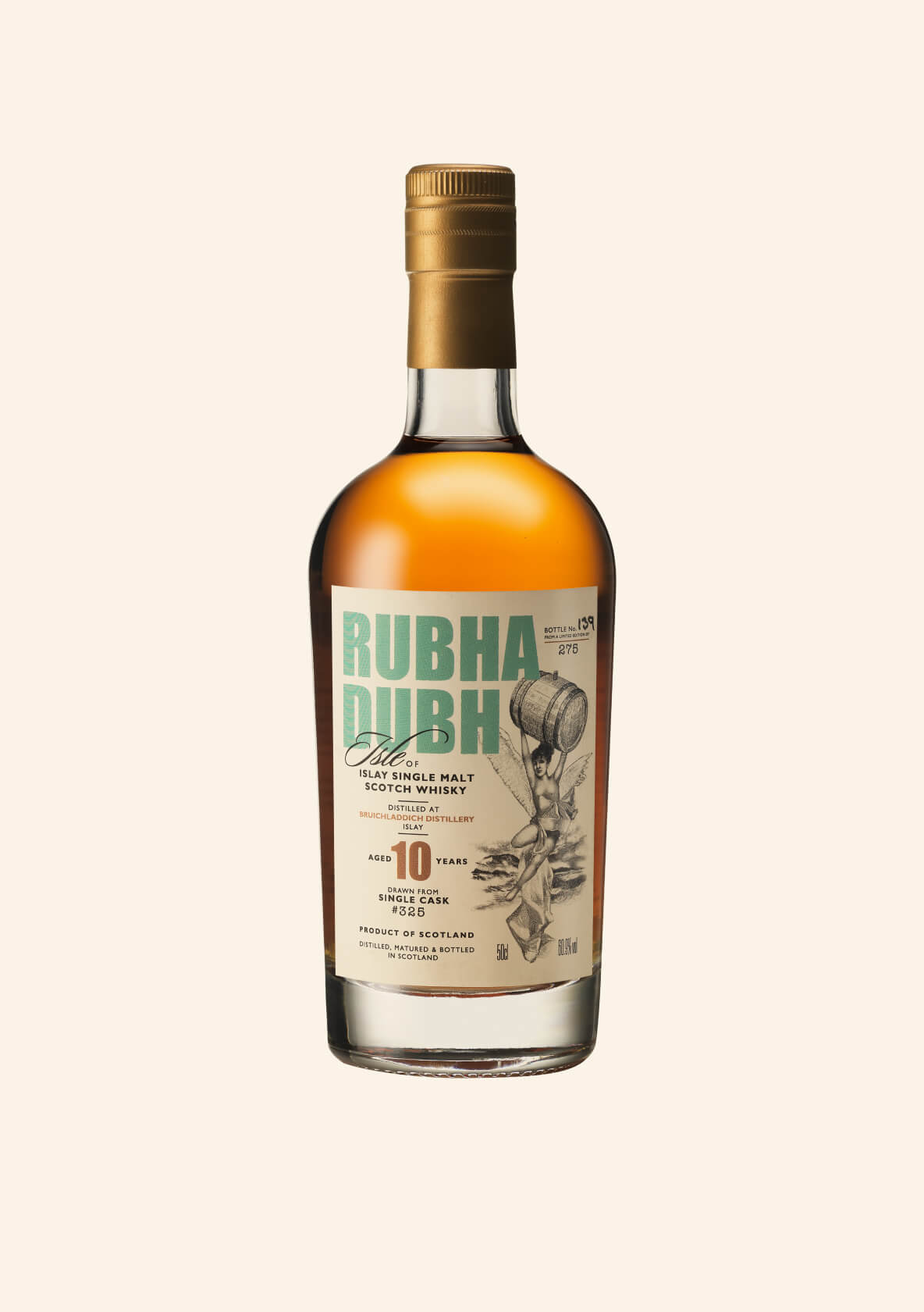 A photo of the Rubha Dubh whisky bottle.