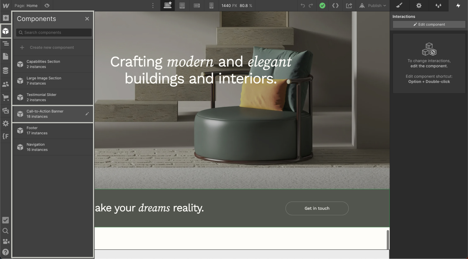Screenshot of components