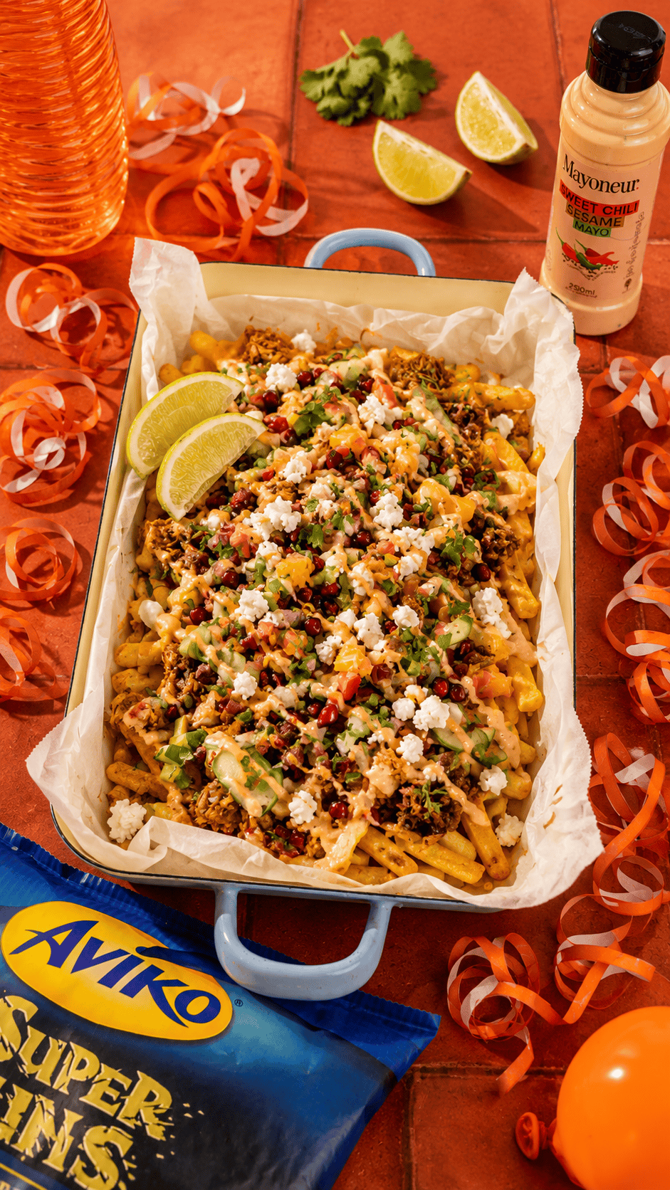 Harissa pulled chicken loaded fries