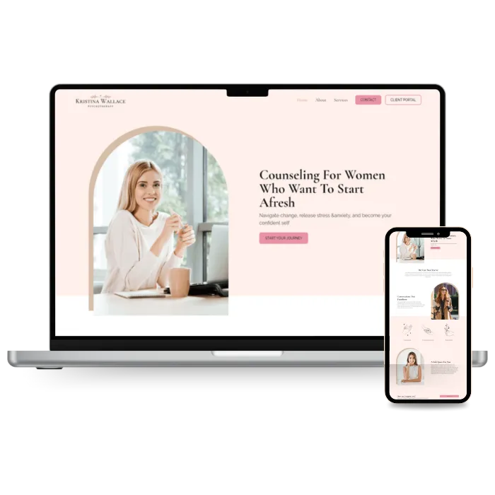 website template for therapists and counselors feminine style