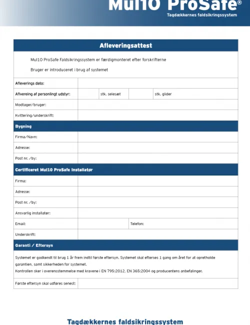 Delivery certificate