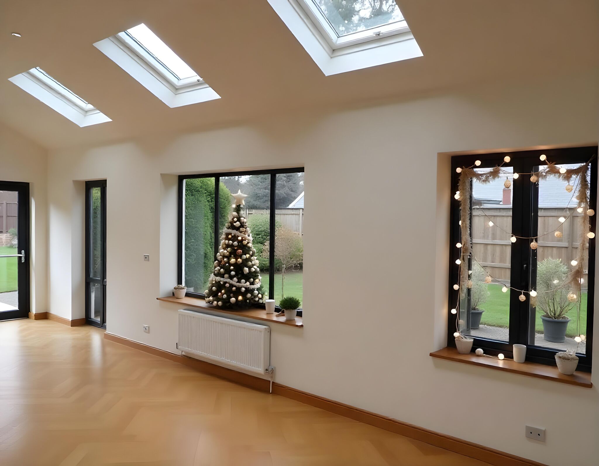 Conservatory decorated for Christmas